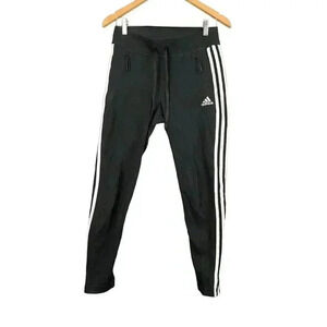 Adidas Women's Black Training Pants XS 3 Stripe Classic Pockets Leg‎ Zipper